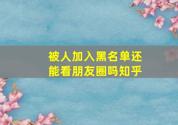 被人加入黑名单还能看朋友圈吗知乎