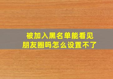 被加入黑名单能看见朋友圈吗怎么设置不了