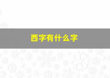 西字有什么字