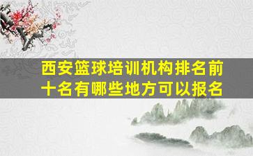 西安篮球培训机构排名前十名有哪些地方可以报名