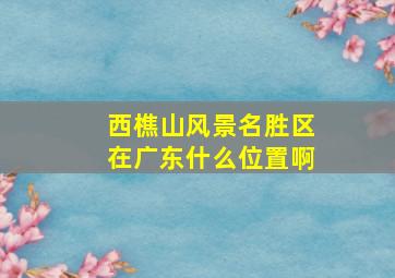 西樵山风景名胜区在广东什么位置啊