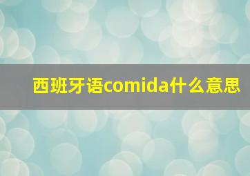 西班牙语comida什么意思