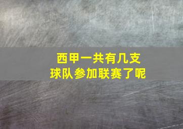 西甲一共有几支球队参加联赛了呢