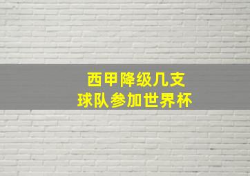 西甲降级几支球队参加世界杯