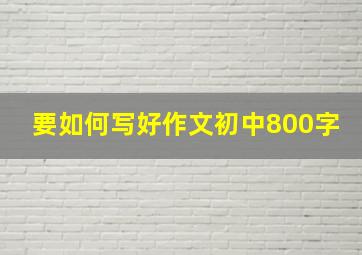 要如何写好作文初中800字