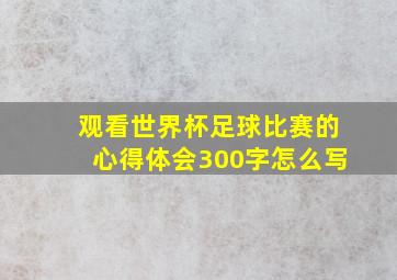 观看世界杯足球比赛的心得体会300字怎么写