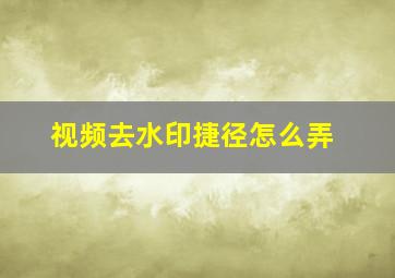 视频去水印捷径怎么弄