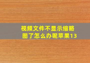 视频文件不显示缩略图了怎么办呢苹果13