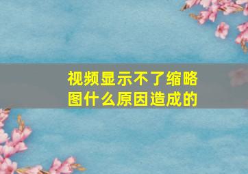 视频显示不了缩略图什么原因造成的