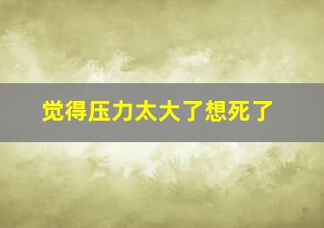 觉得压力太大了想死了