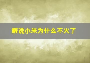 解说小米为什么不火了