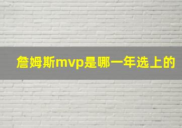 詹姆斯mvp是哪一年选上的