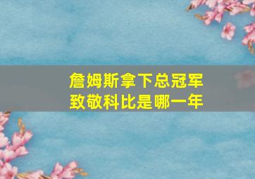 詹姆斯拿下总冠军致敬科比是哪一年