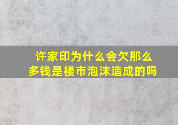 许家印为什么会欠那么多钱是楼市泡沫造成的吗