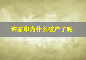 许家印为什么破产了呢