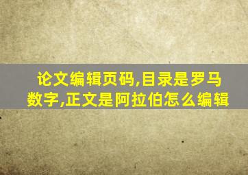 论文编辑页码,目录是罗马数字,正文是阿拉伯怎么编辑