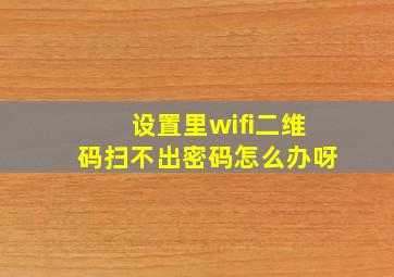 设置里wifi二维码扫不出密码怎么办呀