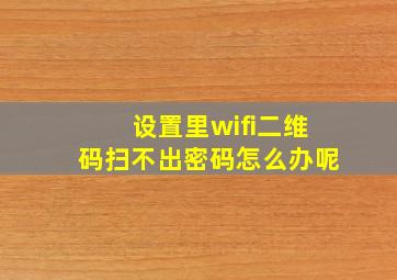 设置里wifi二维码扫不出密码怎么办呢