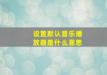 设置默认音乐播放器是什么意思