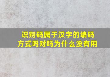 识别码属于汉字的编码方式吗对吗为什么没有用