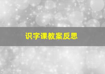 识字课教案反思