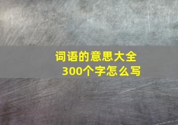 词语的意思大全300个字怎么写