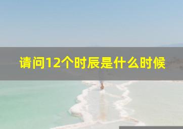 请问12个时辰是什么时候