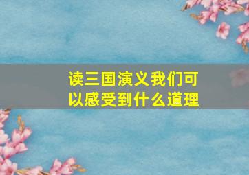 读三国演义我们可以感受到什么道理