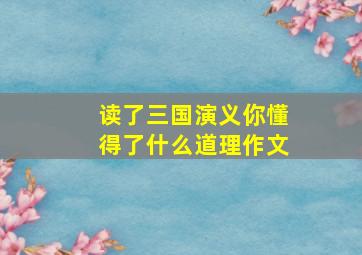 读了三国演义你懂得了什么道理作文