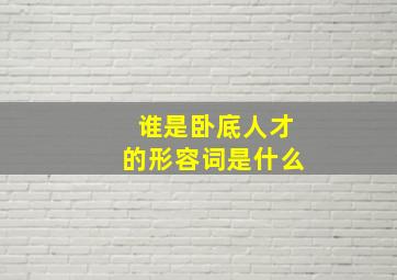 谁是卧底人才的形容词是什么