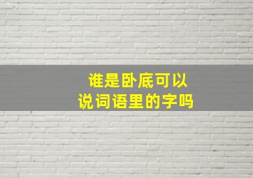 谁是卧底可以说词语里的字吗