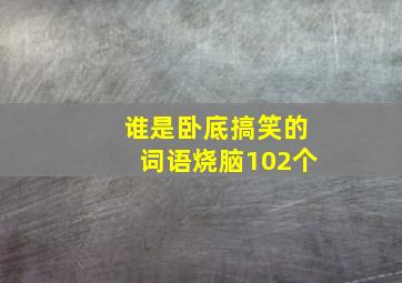 谁是卧底搞笑的词语烧脑102个