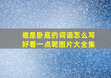 谁是卧底的词语怎么写好看一点呢图片大全集