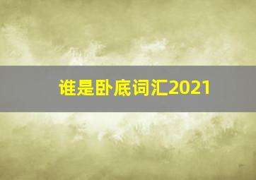 谁是卧底词汇2021