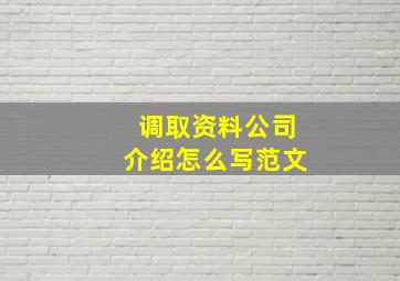 调取资料公司介绍怎么写范文