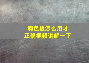 调色板怎么用才正确视频讲解一下