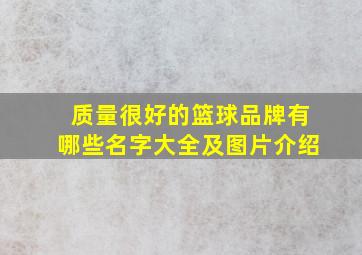 质量很好的篮球品牌有哪些名字大全及图片介绍