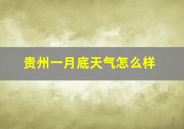 贵州一月底天气怎么样