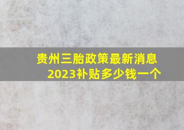 贵州三胎政策最新消息2023补贴多少钱一个