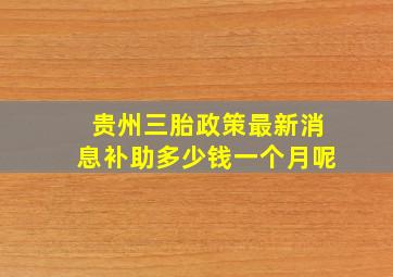 贵州三胎政策最新消息补助多少钱一个月呢