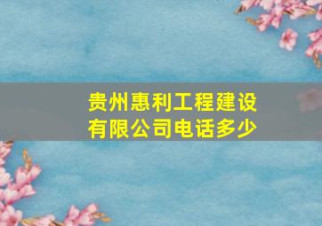 贵州惠利工程建设有限公司电话多少