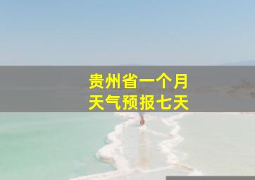 贵州省一个月天气预报七天