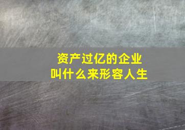 资产过亿的企业叫什么来形容人生