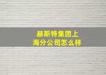 赫斯特集团上海分公司怎么样