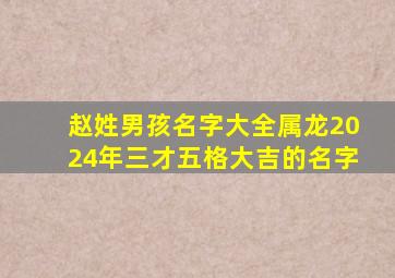 赵姓男孩名字大全属龙2024年三才五格大吉的名字