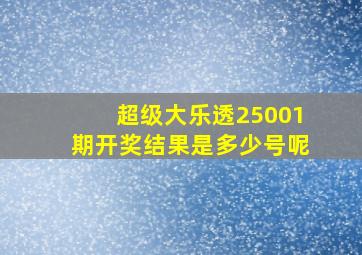 超级大乐透25001期开奖结果是多少号呢