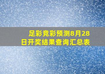 足彩竞彩预测8月28日开奖结果查询汇总表