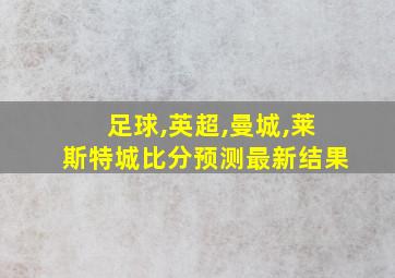 足球,英超,曼城,莱斯特城比分预测最新结果