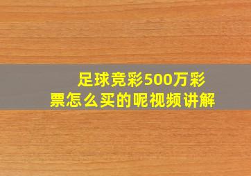 足球竞彩500万彩票怎么买的呢视频讲解