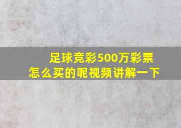 足球竞彩500万彩票怎么买的呢视频讲解一下